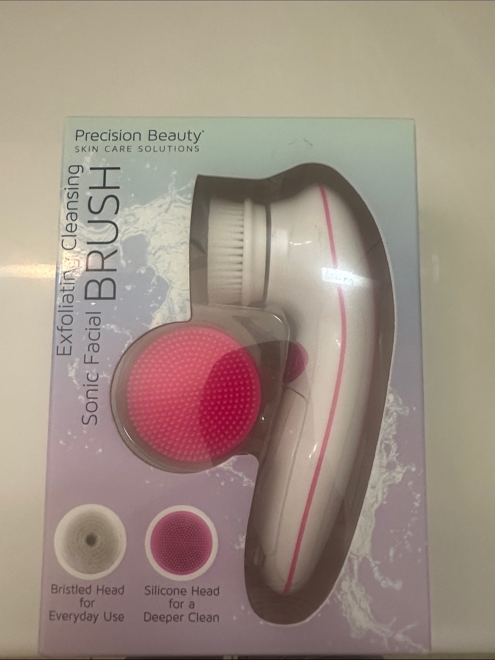 Precision Beauty White & Pink Sonic Facial Brush - Exfoliating Cleansing Tool